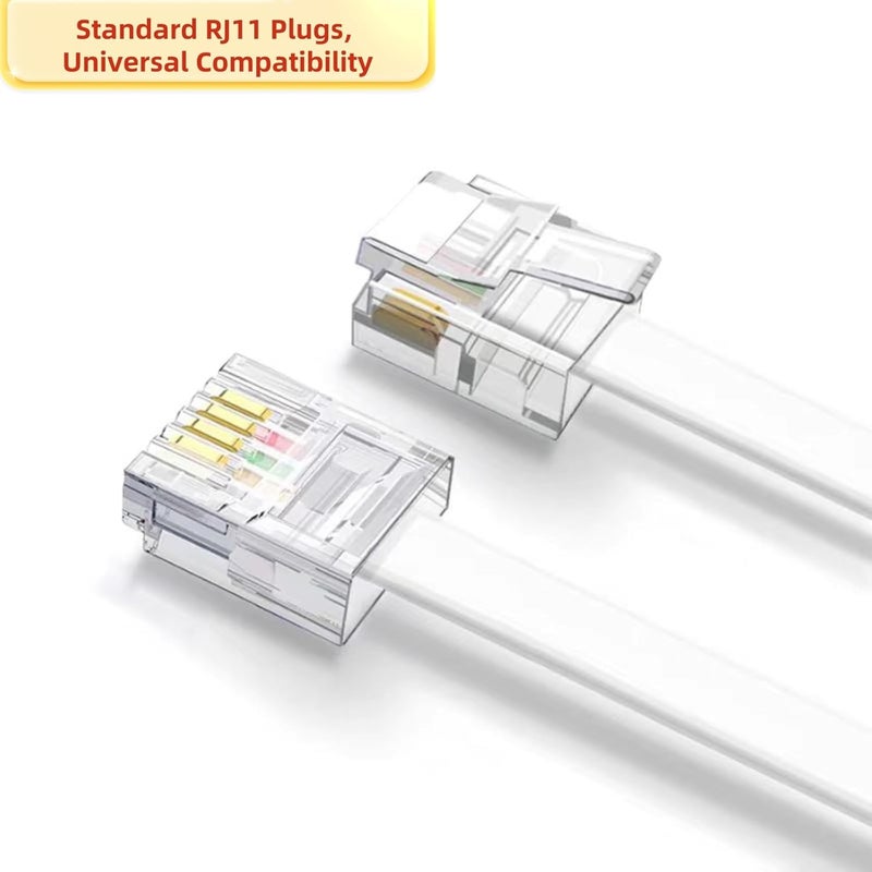 EZYUMM 15ft Telephone Extension Cord, Standard RJ11 Phone Cable for Home & Office, White (Compatible with Phone/Modem/Fax Machine) - Image 2